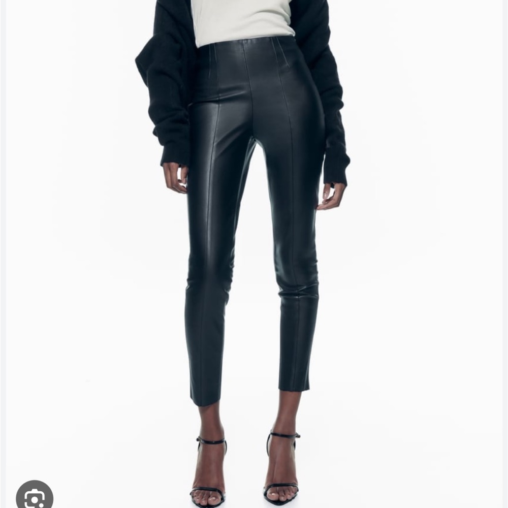 Zara leather pants with zipper flare